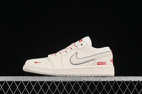 All categories Air Jordan Jordan series basketball shoes Air Jordan 1 Low High-end customized low-top sneakers Air Jordan 1 Low AJ1 Joe 1 Supreme co-branded off-white crystal sole High-end customized low-top retro basketball shoes XX3168-186